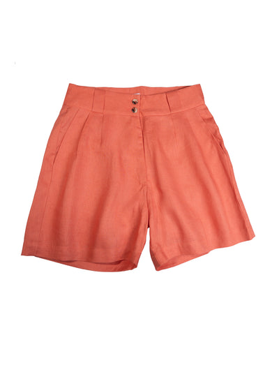 Tulum High waisted linen shorts Coral